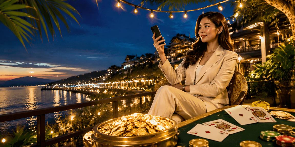 Pemain Malaysia bermain Teen Patti dalam kasino langsung 1660 menggunakan telefon pintar semasa santai